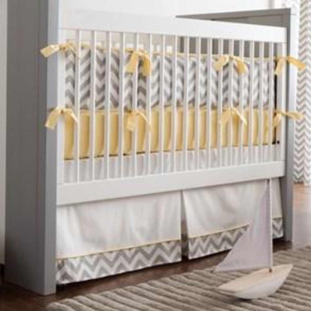 Yellow & Gray Chevron Crib Set